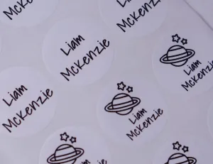 White Round Name Labels Name Stickers