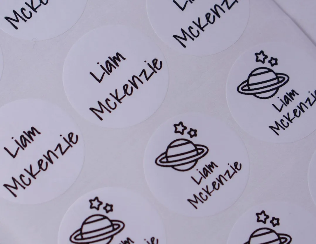 White Round Name Labels Name Stickers