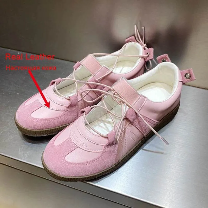 Women's Casual Shoes - Leather Sneakers - Breathable Soft Flats - CS2401