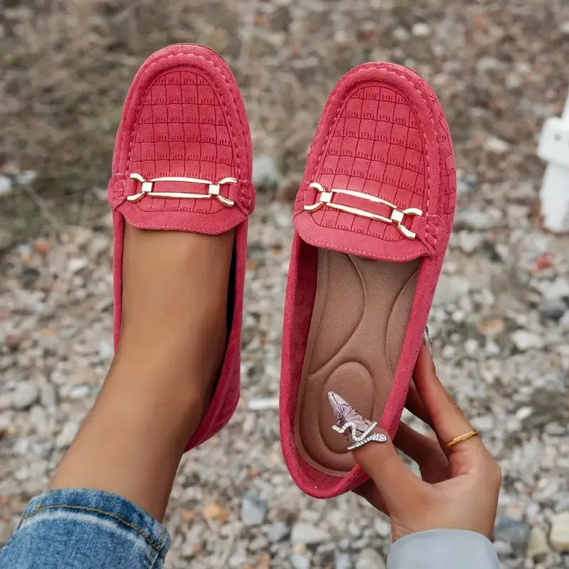 Women's Chunky Loafers – Retro Metal Button & Hand-Stitched
