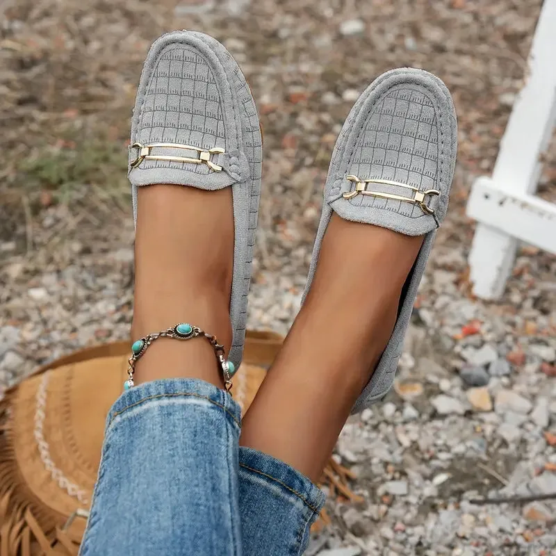 Women's Chunky Loafers – Retro Metal Button & Hand-Stitched