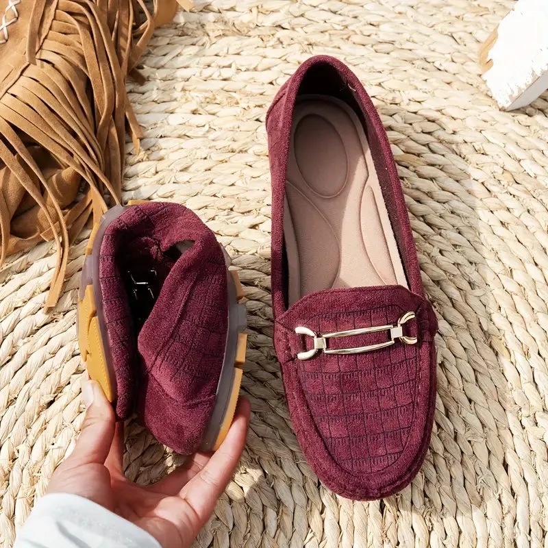 Women's Chunky Loafers – Retro Metal Button & Hand-Stitched