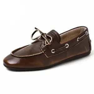 Women's Genuine Leather Flats – Vintage Suede Loafers, Casual British Style, Trendy Single Shoes
