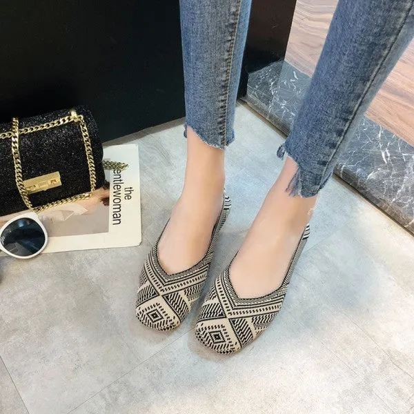 Women's Grey Boho Flat Slipon Shoes