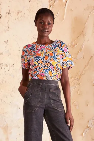 Wonderland Top Blue in Seersucker