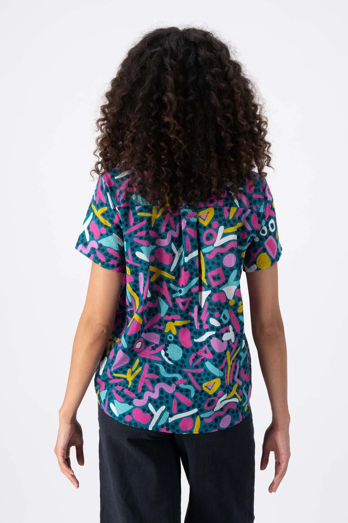 Wonderland Top Turquoise in Seersucker