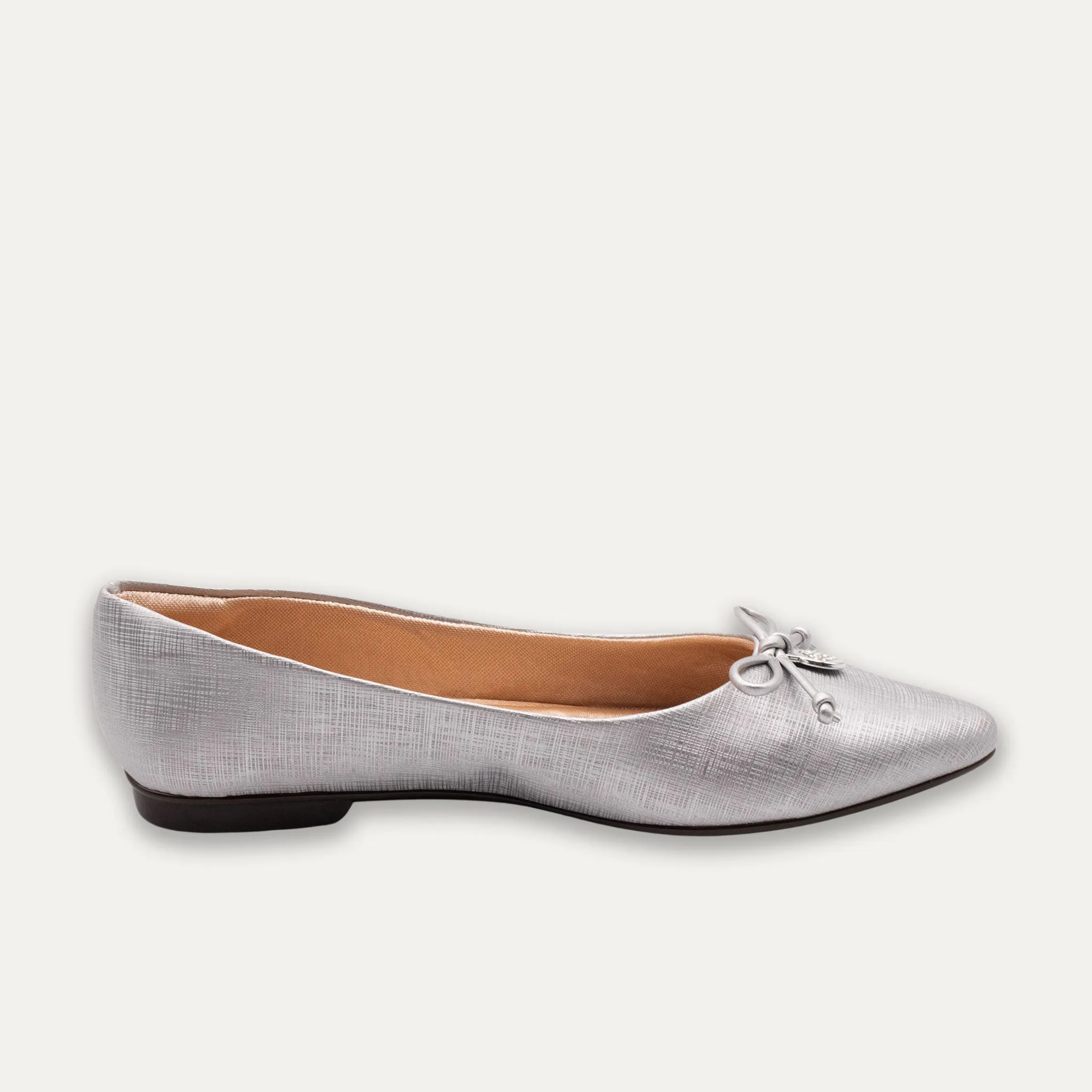 Yesenia Silver Pointed Toe Flats