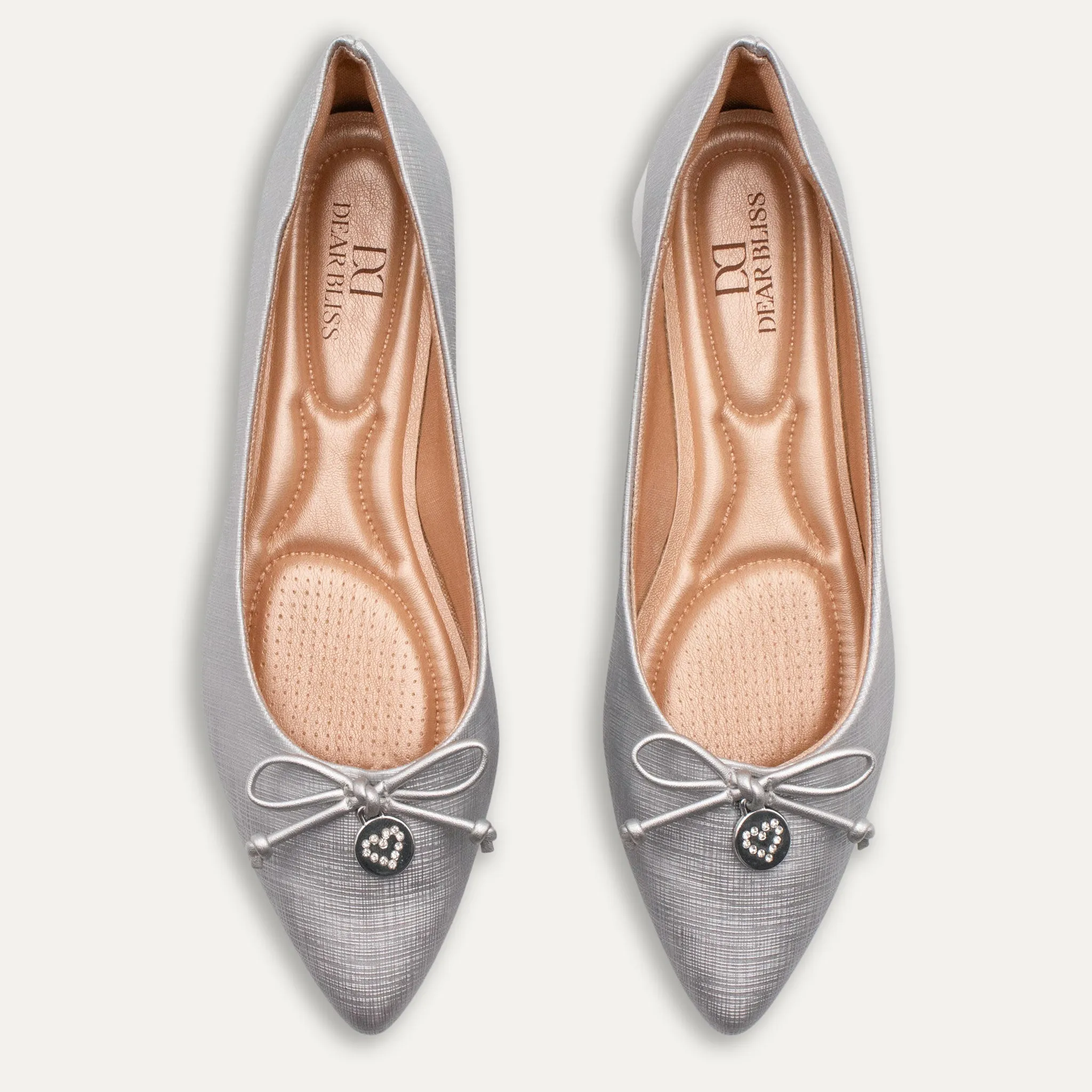 Yesenia Silver Pointed Toe Flats