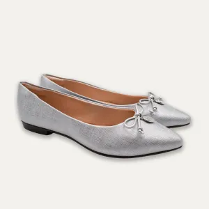 Yesenia Silver Pointed Toe Flats