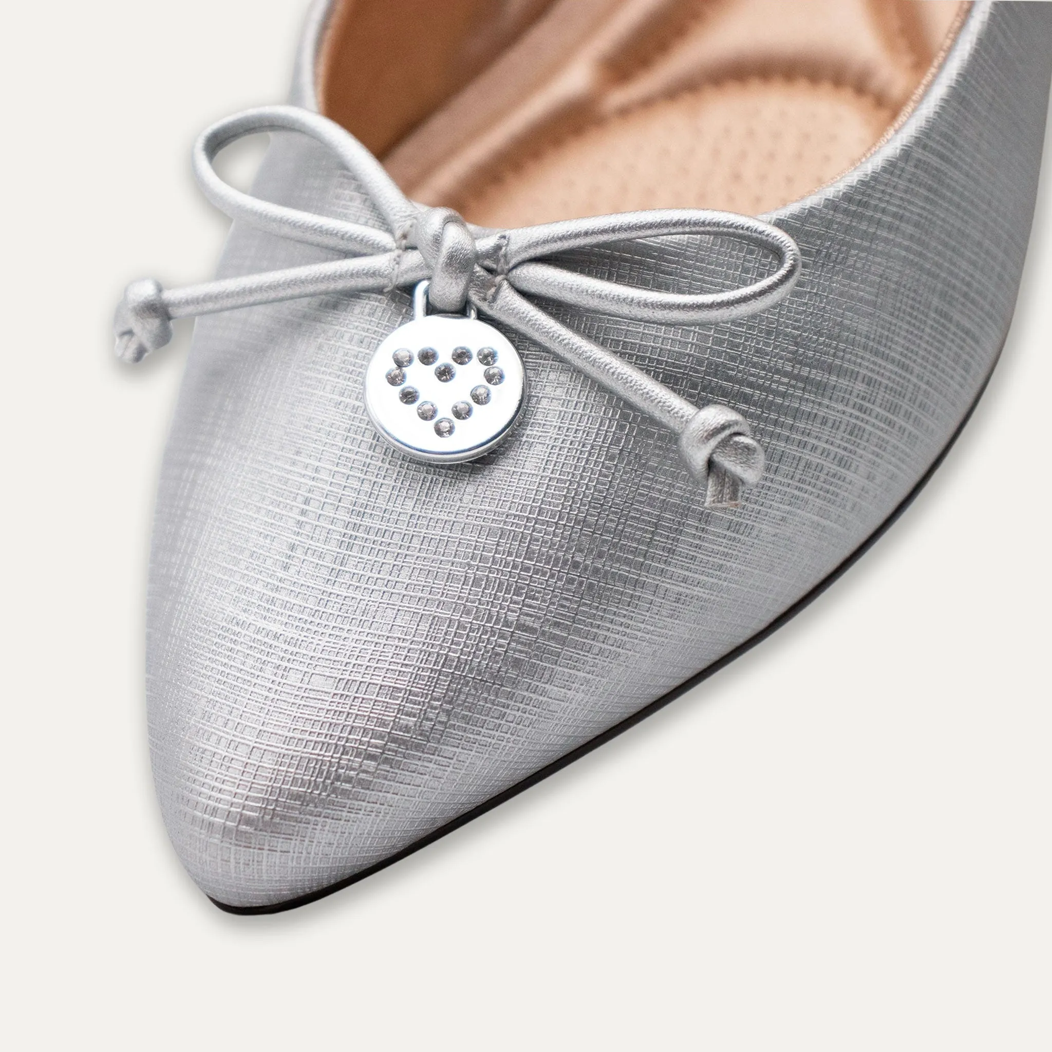 Yesenia Silver Pointed Toe Flats