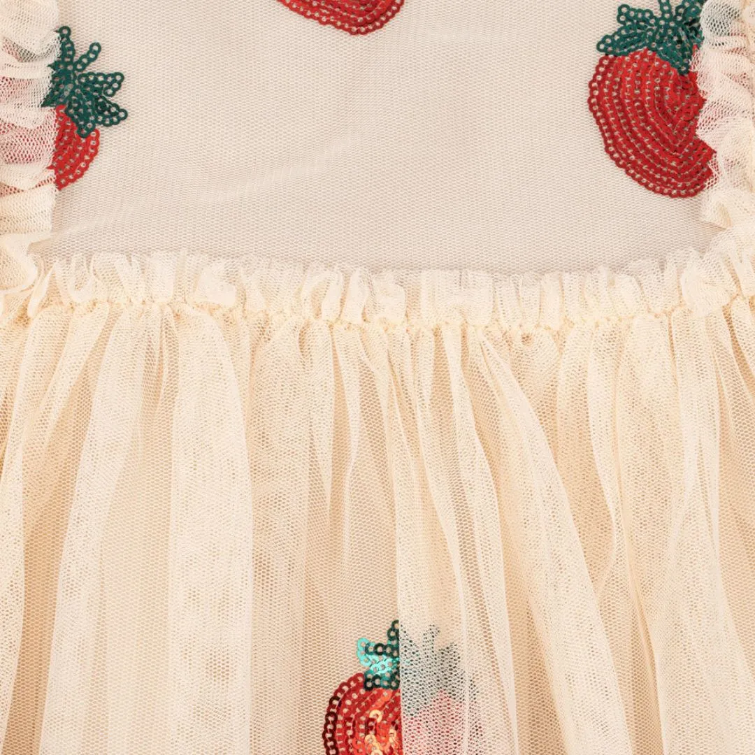 Yvonne Sequin Strawberry Print Tulle Party Dress
