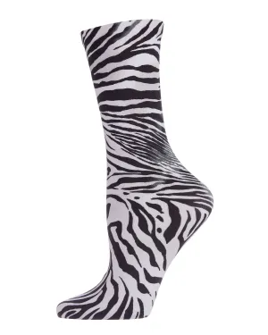 Zebra Printed Fashion Crew Sock